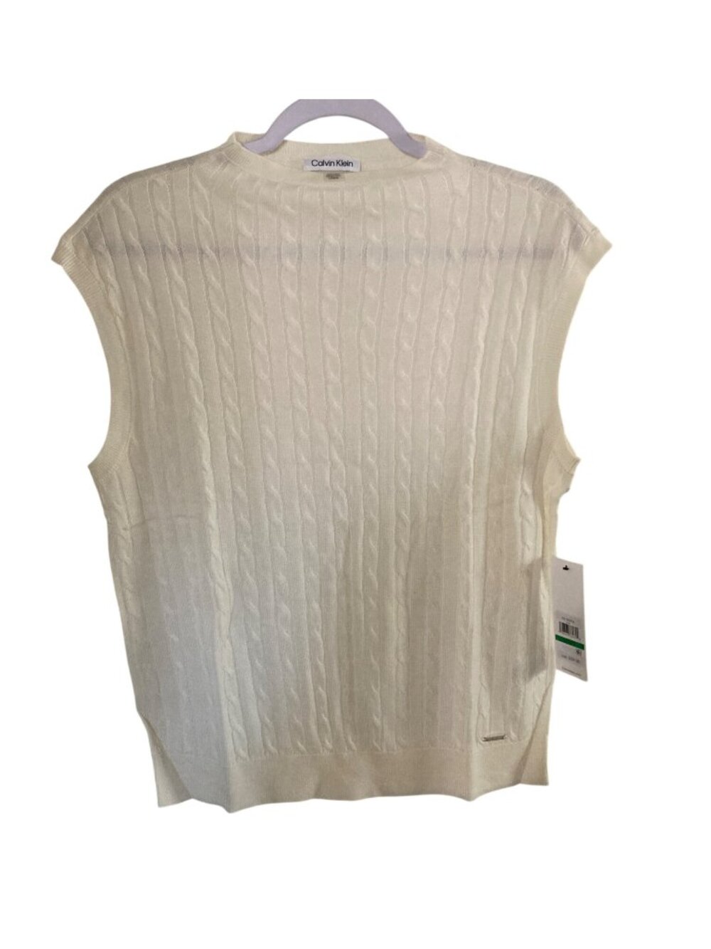 Calvin Klein Women's Ribbed Sleeveless Sweater Future Varies  Cream NWT